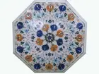 18" Marble Coffee Table Top coffee Inlay with Gemstones Bed Side Table Top ew