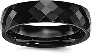 [JewelryWeb] Ceramic Black 6mm Faceted Polished Band Ring Size 12-Band Style-Ring for Women and Men