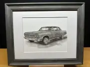 Drawing of a 1964 Chevrolet Chevelle Graphite Pencil Art Sketch Picture Print