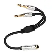 6.35mm 1/4 TRS Stereo Female to Dual 6.35mm 1/4 TS Mono Male Y Splitter Cable...