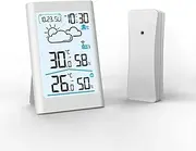 JSEIAJB Smart Weather Station Big LCD Digital in/Outdoor Thermometer Hygrometer Remote Sensor Alarm Time Clock Weather Forecast(White-Strawberry Cake9)
