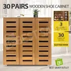 3 Doors 30 Pairs Shoe Cabinet Wooden Storage Cupboard Home Entryway Closet Oak