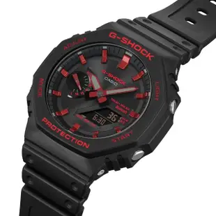 【CASIO 卡西歐】G-SHOCK 火焰紅黑八角 藍芽太陽能手錶(GA-B2100BNR-1A)