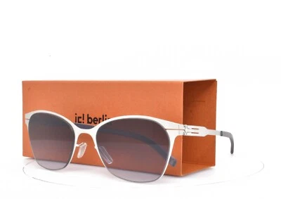 iC! Berlin sunglasses Tina H. SILVER FRAME BLACK LENS CAT EYE PANTO 53-21-145