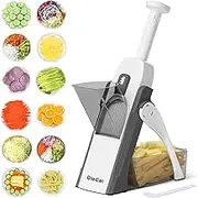 Safe Mandoline Vegetable Chopper With Container for Kitchen, Professional, More with 30+ Presets & Thickness Adjuster, Faster Food Slicer Gadgets for Onion,Potato - Gray