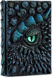 molshine A5 (7.3" x 5.1") 3D Dragon Embossed Journal,Resin Engraving Notebook,Retro Diary,100 Sheets Blank Paper,Hardcover Travel Notepad for Writing,Sketchbook,Collection,Gift,Decoration (Blue)