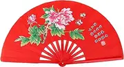 Tai Chi Martial Arts Kung Fu Bamboo Silk Fan Right Hand Wushu Dance Pratice Training Red Gold Black Length Approx 33cm Width Approx Max 2cm Weight Approx 127g 1 x Fan 1 x Storage