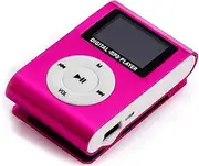 Portable MP3 Music Player Metal Clip-on MP3 Player with Screen Support TF Card Wide Application Rose Red Rose red One Size