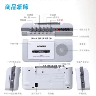 WONDER 旺德 _ 手提式收錄音機 / WS-R15T / 可播放錄音帶 / 隱藏式麥克風 / 老人收音機