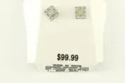 Fine Estate Jewelry Sterling Silver White Sapphire PERIDOT Pierced 8MM Earrings