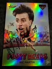 NIC MARTIN **HAND-SIGNED** ESSENDON BOMBERS 2024 SELECT FOOTY HEADS INSERT CARD