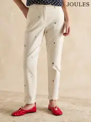 Joules Slim Fit Cream Embroidered Chino Trousers (E32946) | $150