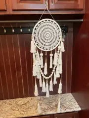 RARE BOHO Cotton And Bamboo Macrame Wall Hanging/Art Mandala