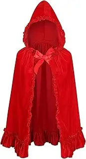 maxToonrain Little Red Riding Hood Cape,Adult Red Velvet Cloak with Hood Fairytale Character Halloween Costumes Accessories for Women