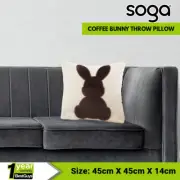 SOGA 45cm Throw Pillow Light Tan Square Soft Coffee Bunny