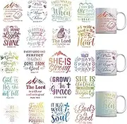 Bible UV DTF Transfer Sticker - 20 Sheets Boho Christian Bible Verse Inspiration Quotes UV DTF Waterproof Cup Wraps Rub on Transfer Stickers for 16 Oz Glass Cups Furniture Craft Wood DIY Crafts