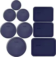 [Pyrex] Bundle - 9 Items: (1) 7402-PC Blue Lid, (2) 7201-PC Blue Lid, (2) 7200-PC Blue Lid, (1) 7202-PC Blue Lid, (2) 7210-PC Blue Lid, (1) 7211-PC Blue Lid Made in the USA