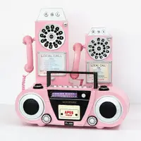 在飛比找ETMall東森購物網優惠-粉色電話機收音機模型復古道具擺件網紅店裝飾掛件服裝店櫥窗展示
