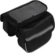 Dpofirs Bike Front Frame Bags, Phone Mount Bag Waterproof Phone Bag, Nylon Large Capacity Top Tube Bike Bag for Mountain Road Bike(black)