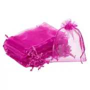 100pcs Organza Bags 3x4 Inch Drawstring Favor Pouches Sheer Mesh Bag Rose Red