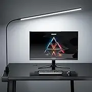 deeloop 50CM LED Clip on Light/Reading Light, 20" Ultra-Long Chips Bright Desk Lamp, 3 Brightness Dimming Home Office Lamp with 360° Gooseneck Memory Function Clamp Light for Working