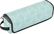 [sanluoli] 2-in-1 Curling Iron Travel Case and Heat Resistant Mat Hair Tools Organizer Storage Bag Green Lines Floral Mandala
