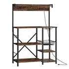 Bakers Rack with Power Outlets, Height Microwave Stand, Kitchen Storage Shelf...