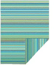 Reversible Woven Outdoor Rug, 4x6ft Lightweight Large Plastic Striped (Stripes)