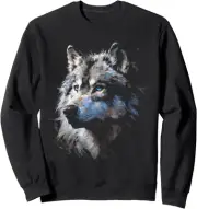 Alpha Wolf Dark Fantasy Art Graphic Blue Eyes Wolf Lovers Sweatshirt