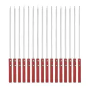 16pcs Kebob Skewers 40cmx7mmx2mm Stainless Steel Flat Sticks with Wood Handle