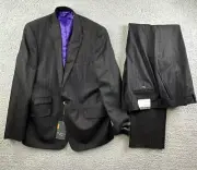 $650 Ben Sherman Merton 2 Piece Suit 46R x W41 One Button Jacket Raw Hem NWT