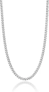 [Miabella] Solid 925 Sterling Silver Italian 2.5mm Diamond Cut Cuban Link Curb Chain Necklace for Women Men, 16, 18, 20, 22, 24, 26, 30 Inch Made in Italy