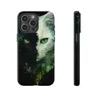 Black White Cat Night Stars Space - Phone Cover Case for iPhone | Galaxy | Pixel