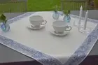 Tablecloth Jacquard Matellase 100x100 CM Ecru Paisleyborte Blue from France