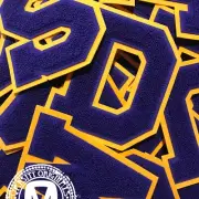 Purple/Gold 6" Chenille Varsity Letter Patches (A-Z) MADE IN USA