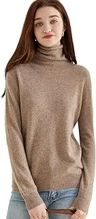 [LINY XIN] Women's Turtleneck 100% Merino Wool Sweater Fall Winter Basic Warm Soft Long Sleeve Knitted Pullover