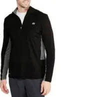 Size Large Russell Men's Performance Quarter Zip Pullover Active dry fit Black