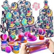 SURCVIO 28 Pack Valentines Day Gifts for Kids, Galaxy Slime with Greeting Card Box Stress Relief Fidget Toy for Kids Party Favor Supplies, Classroom Exchange Prizes Valentine Party Gifts