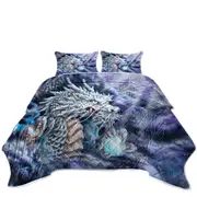 Purplish Fantasy Art Silver Dragon Coverlet