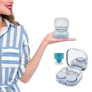 Manual Contact Lens Cleaner and Contact Lens Case Kit Washer Portable Contact Lens Cleaning Box-Blue
