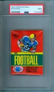 1980 Topps FOOTBALL Card Unopened WAX Pack PSA 9 "RB" Wrapper Variation