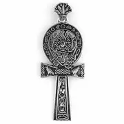 Egyptian Jewelry Silver Hieroglyphic Ankh of Life Pendant
