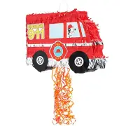 Small Pull String Fire Truck Pinata for Party Decorations, 16 x 12.3 x 3 In