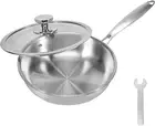 Stainless Steel Frying Pan with Lid Non Stick Open Skillet for All Stoves Induct