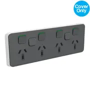 Clipsal Iconic Quad Powerpoint 10A + 2 x Extra Switch Skin Anthracite