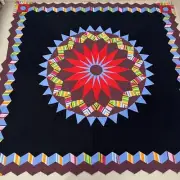 Handmade Mariner's Compass Cotton Fabric Patchwork quilt top/topper 86*86"$14.99