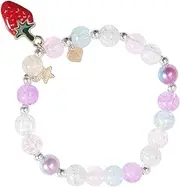 WRITWAA Cute Strawberry Bracelet Crystal Beads Girls Bracelet for Teens Little Girls Women