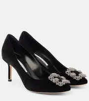 [Manolo Blahnik] Manolo Blahnik Hangisi 70 embellished velvet pumps AU 6 black