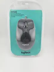Corded USB Wired Optical Mouse Logitech M100 Full-size- Black