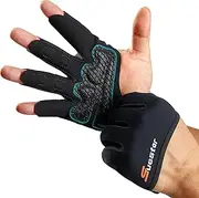 SueStar Partial Weight Lifting Gloves, 3/4 Finger Workout Gloves for Men Women, Full Palm Protection & Silicone Grip Gym Gloves for Weightlifting Exercise Fitness Smartwatch Friendly